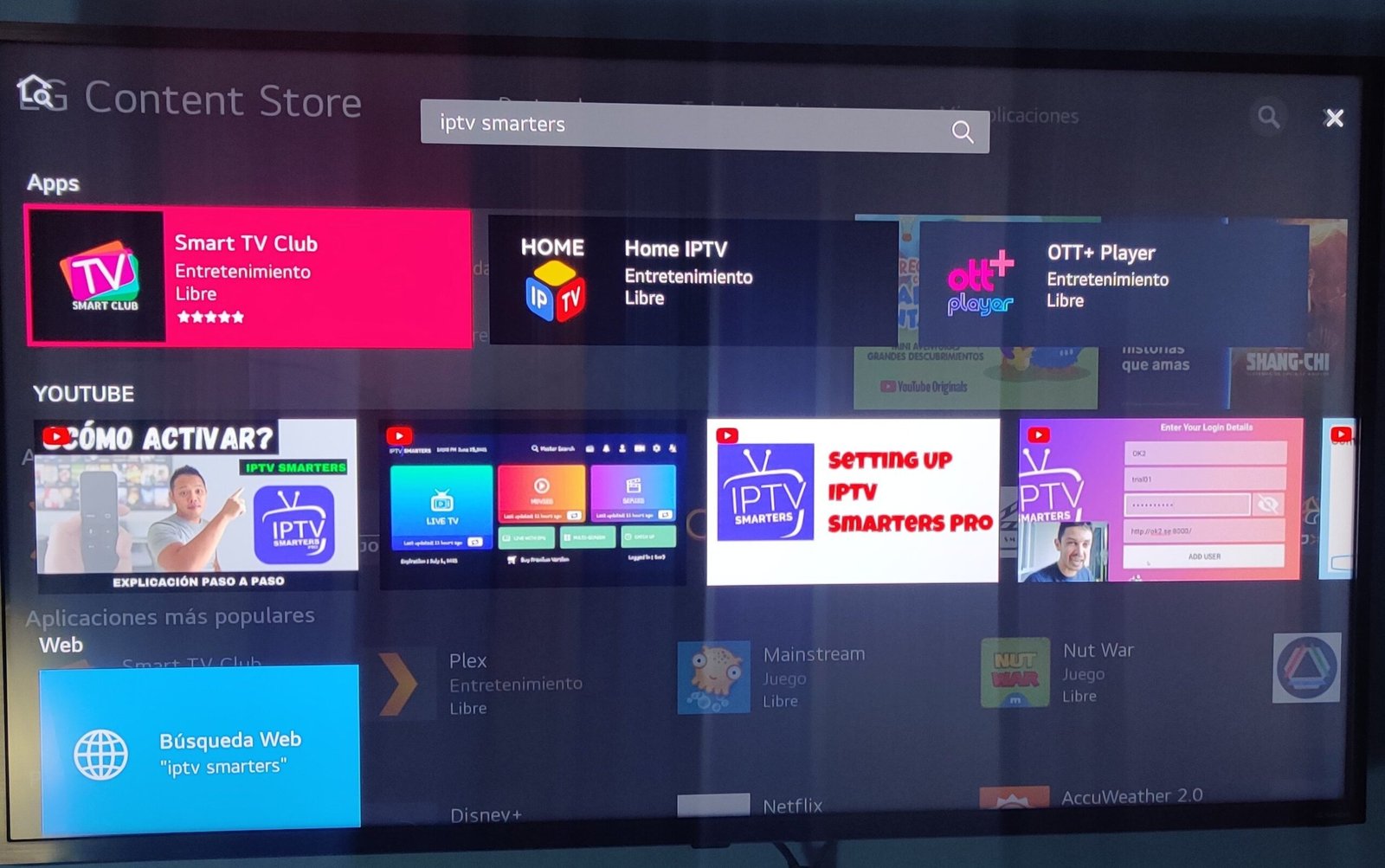 IPTV Canada search result on LG smart TV