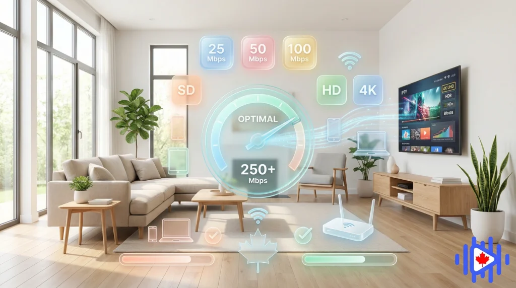 internet speed icon on the middle of an iptv canada blog header