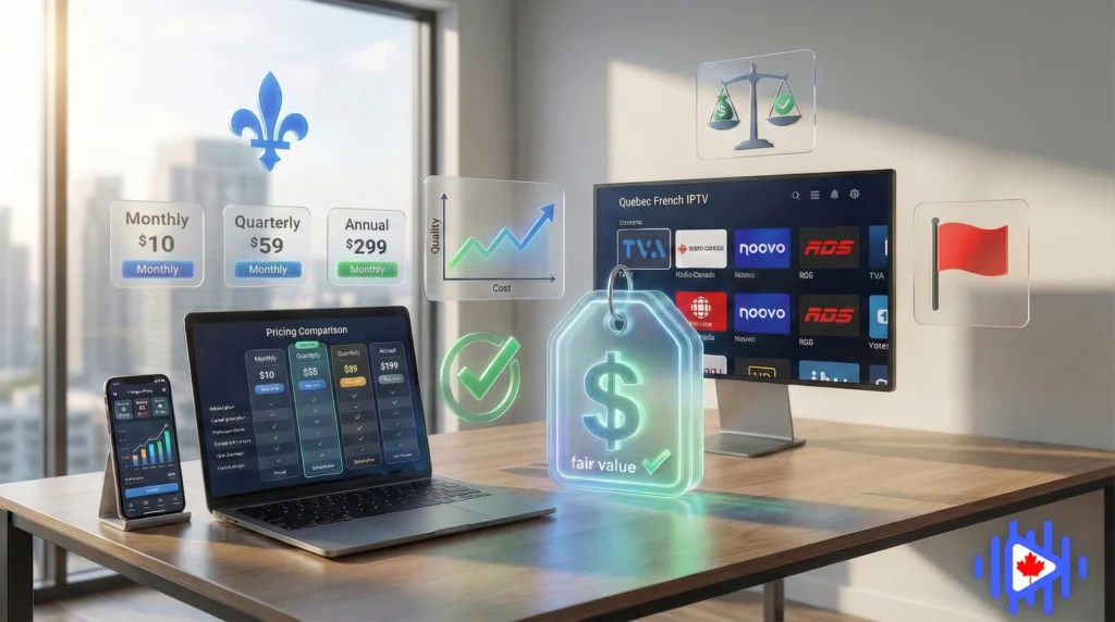 set of devices illustrating iptv quebec pricing range
