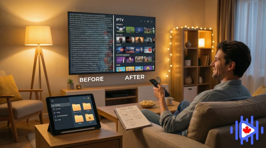 blog header of a person organizing his channel list on his iptv service